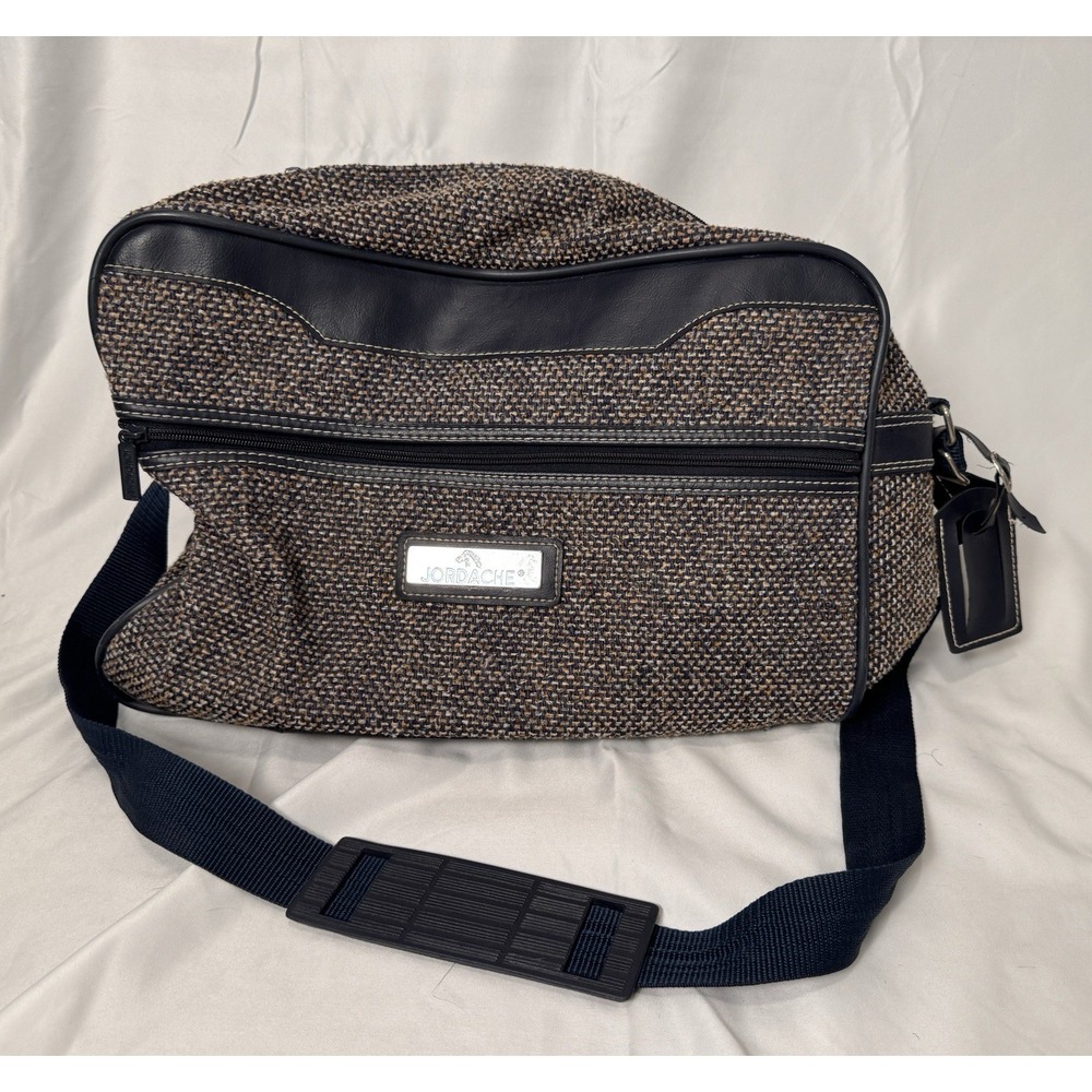 Jordache Vintage Tweed Carry On Adj Shoulder Strap Luggage Tag Overnight Tote